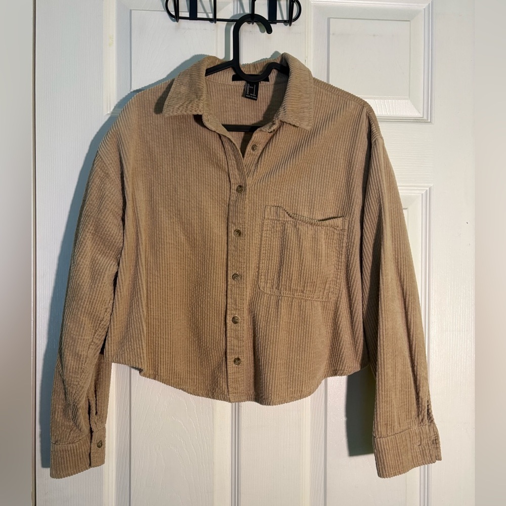 Forever 21 Tan Corduroy Button-Up Shirt